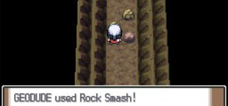 Using Rock Smash inside a cave in Pokémon Platinum