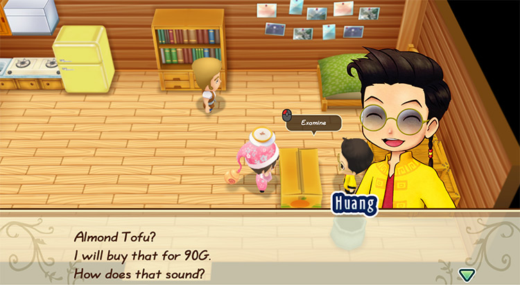 Huang offers to buy Almond Tofu from the farmer. / Story of Seasons: Friends of Mineral Town