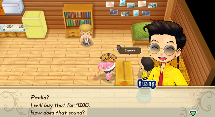 Huang offers to buy Paella from the farmer. / Story of Seasons: Friends of Mineral Town