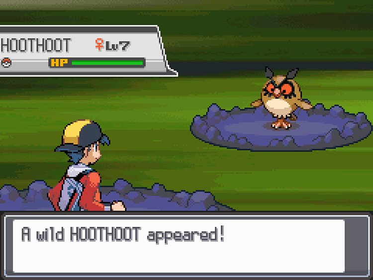 Battling a wild Hoothoot in Ilex Forest / Pokémon HeartGold and SoulSilver