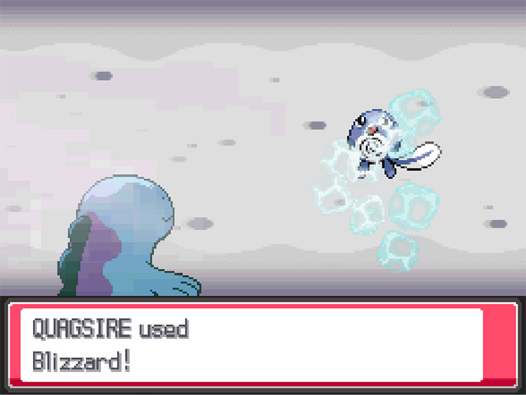 A Quagsire using Blizzard in a battle / Pokemon HGSS