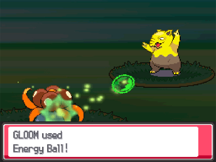 A Gloom using Energy Ball in a battle / Pokemon HGSS