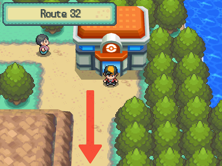 The Pokémon Center on Route 32. / Pokemon HGSS