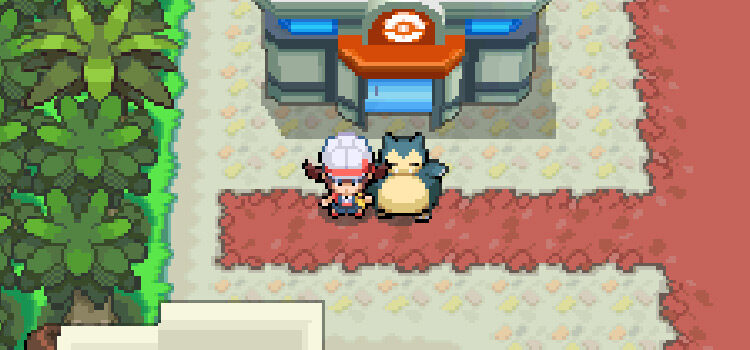 Frontier Access Area with a Snorlax in Pokémon HeartGold