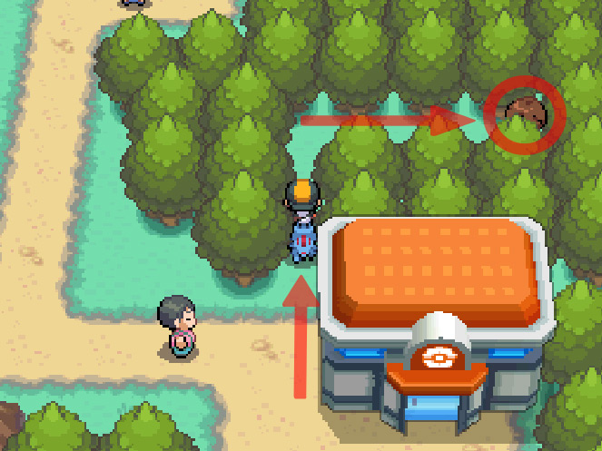 The small clearing where Frieda is waiting. / Pokémon HeartGold and SoulSilver