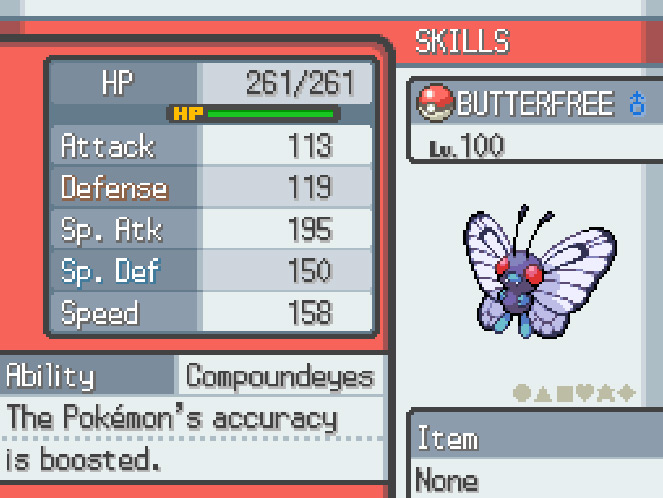 A Butterfree with the Compoundeyes ability. / Pokémon HeartGold and SoulSilver