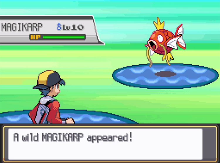 Magikarp is the most common catch with the Old Rod. / Pokémon HeartGold and SoulSilver