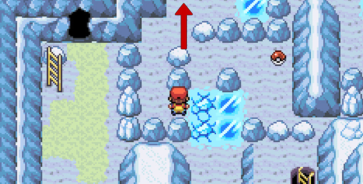 Do not step on any patch of ice twice or you will fall through. Walk to the back of the room / Pokémon FireRed and LeafGreen