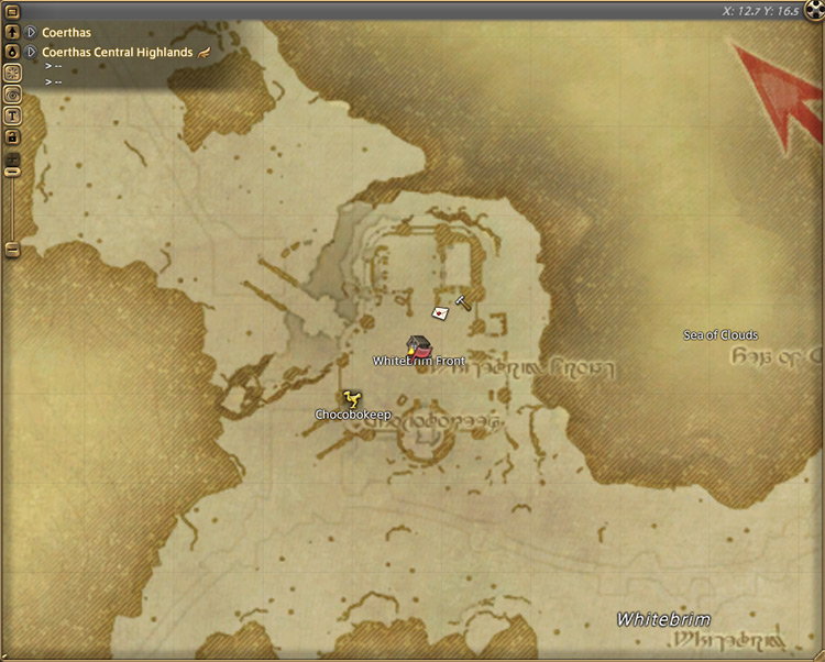 Alphinaud’s map location in Coerthas Central Highlands / Final Fantasy XIV