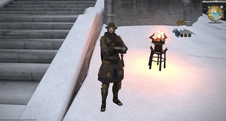 Nathelain standing outside The Stone Vigil / Final Fantasy XIV