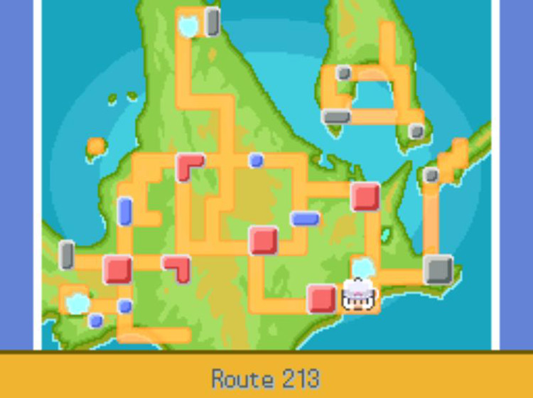 TM92 Trick Room’s location on the Town Map. / Pokémon Platinum