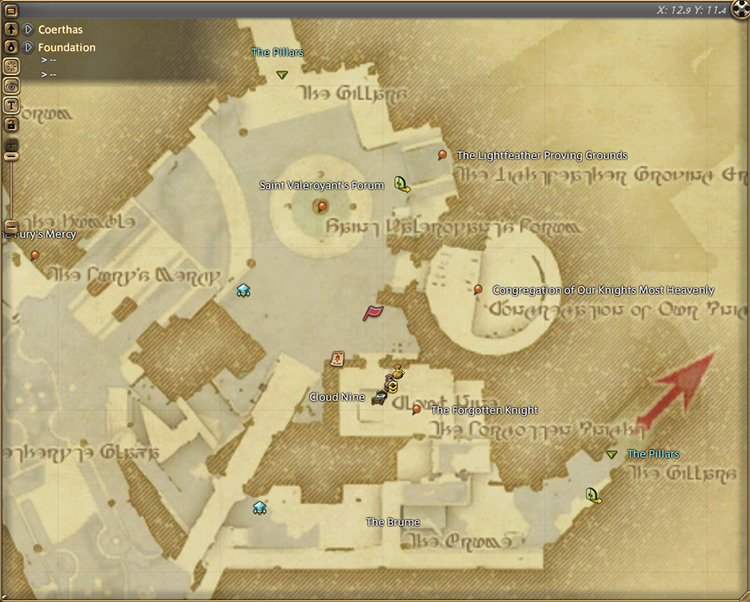 Hilda’s map location in The Foundation / Final Fantasy XIV