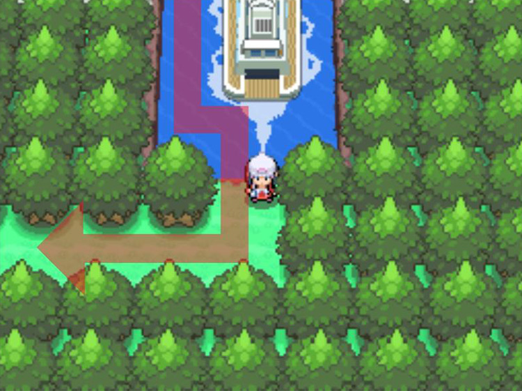 Hitting land, south of Canalave’s port. / Pokémon Platinum