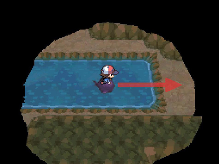 Cross the water until you reach land. / Pokémon Black and White