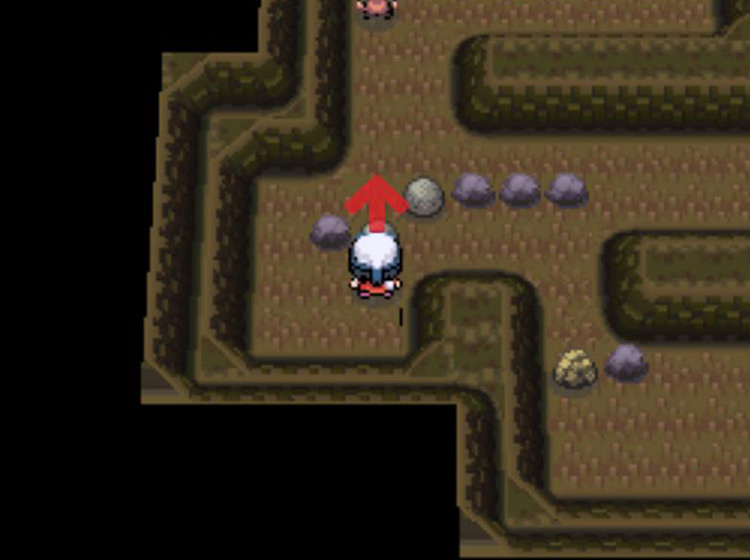 Moving the boulder back to its starting point / Pokémon Platinum