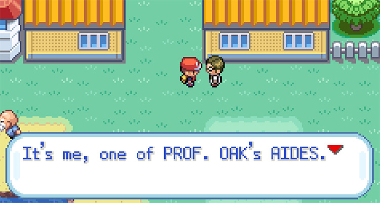 Talking to Oak’s Aide after defeating Lt. Surge / Pokemon FRLG