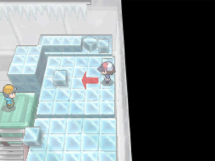 Slide to the next block of ice to the left. / Pokémon Black and White