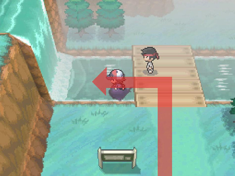 Use surf towards the waterfall to the west. / Pokémon Black and White