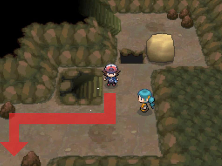 Head southwest past the trainer with blue hair. / Pokémon Black and White