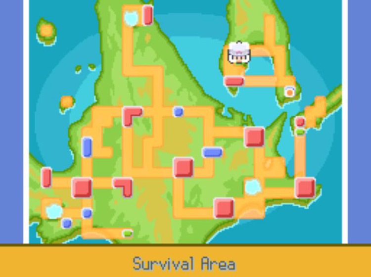 TM42 Facade’s location on the Town Map / Pokémon Platinum