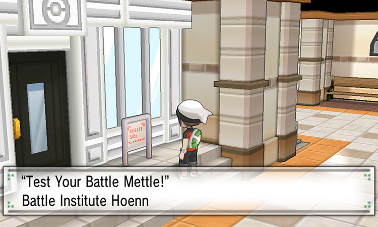 Standing outside the Battle Institute. / Pokémon Omega Ruby and Alpha Sapphire