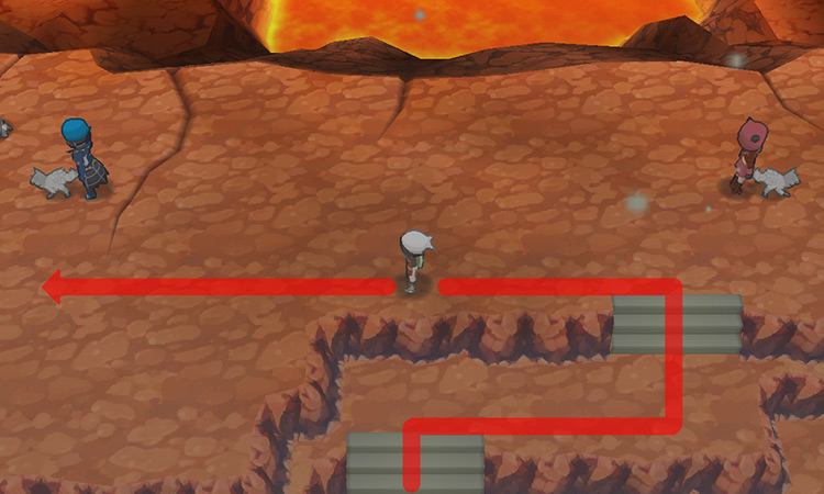 Walking up the five sets of stairs, then heading to the left. / Pokémon Omega Ruby and Alpha Sapphire