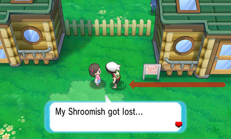Talking to the girl who is looking for a lost Shroomish. / Pokémon Omega Ruby and Alpha Sapphire