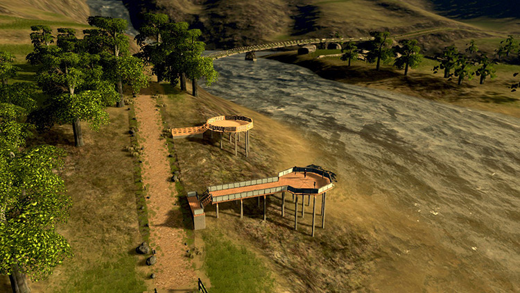 Some viewing decks along a river / Cities: Skylines