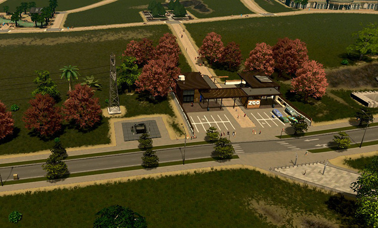 A metro station right next to the zoo main gate. / Cities: Skylines