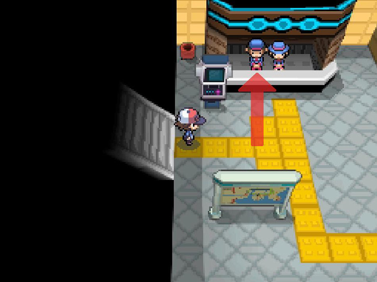 Speak to the clerk on the left at the Exchange Service Corner. / Pokémon Black and White