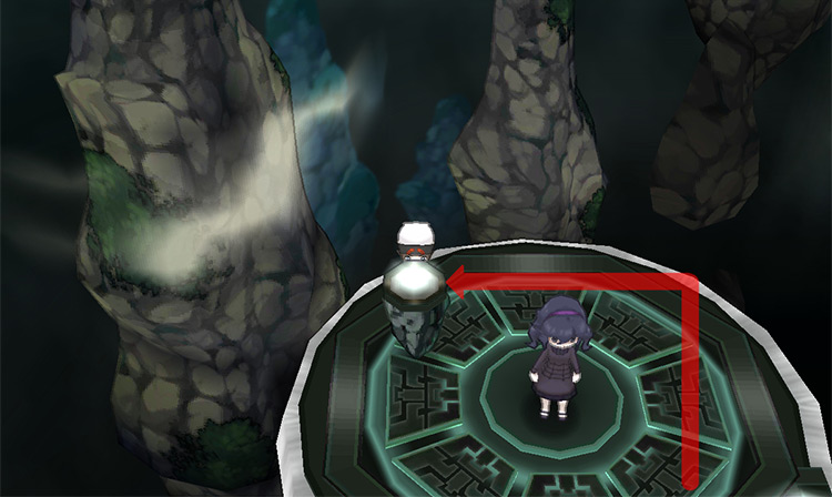 Pressing the switch while avoiding the Hex Maniac. / Pokémon Omega Ruby and Alpha Sapphire