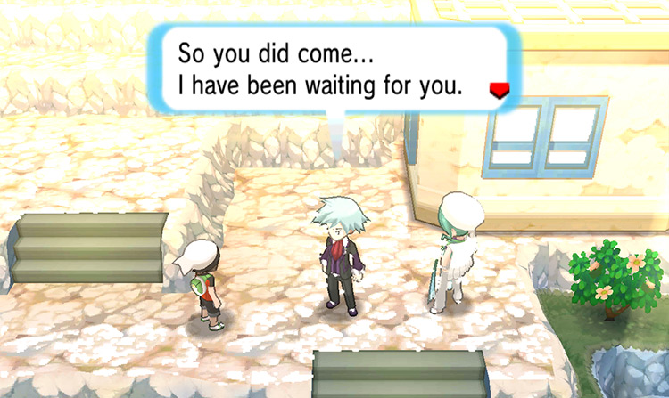 Talking to Steven in Sootopolis. / Pokémon Omega Ruby and Alpha Sapphire