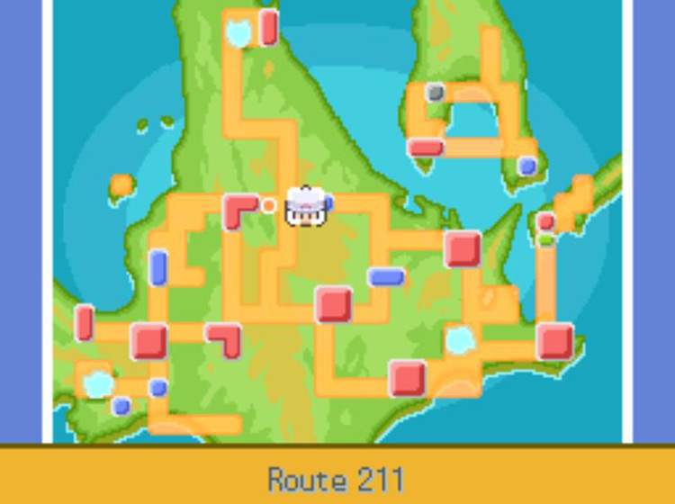 The location of the finite Light Clay on the Town Map / Pokémon Platinum