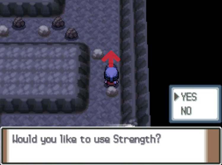 Using Strength to push the boulder further north / Pokémon Platinum