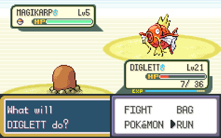 Battling a Magikarp, caught with the Old Rod / Pokémon FireRed & LeafGreen