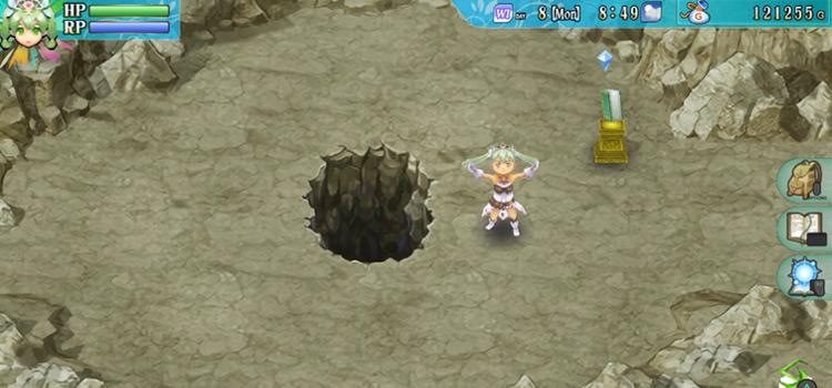 The hole leading to Revival Cave in Rune Factory 4 Special