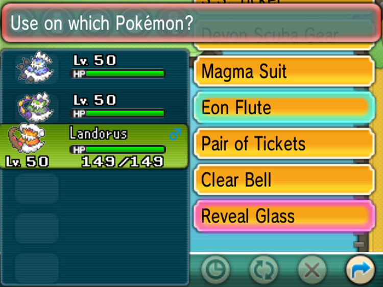 Using the Reveal Glass on Landorus / Pokémon ORAS