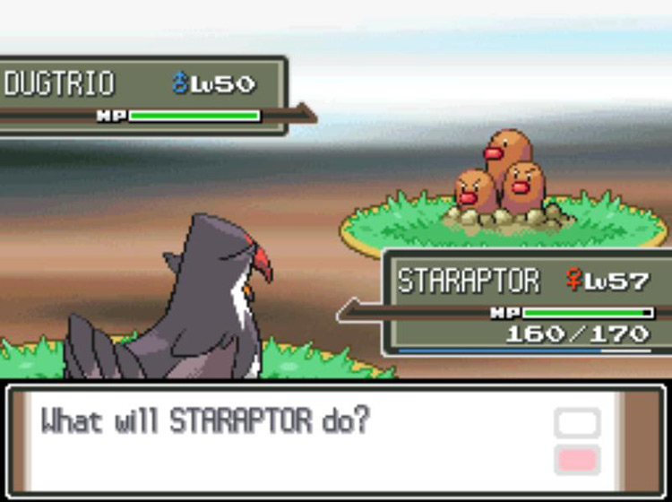 Attempting to take a Soft Sand from a Dugtrio on Route 228 / Pokémon Platinum