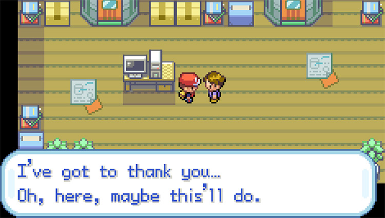 Receiving the S.S. Ticket from Bill after changing him back into a human / Pokemon FRLG