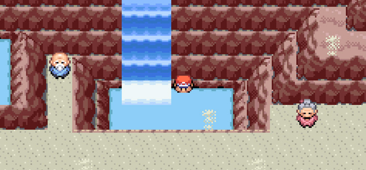 Soaking in the Ember Spa after getting the Rock Smash HM (Pokémon FireRed)