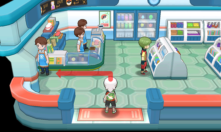 Entering the Poké Mart and walking to the left side. / Pokemon ORAS