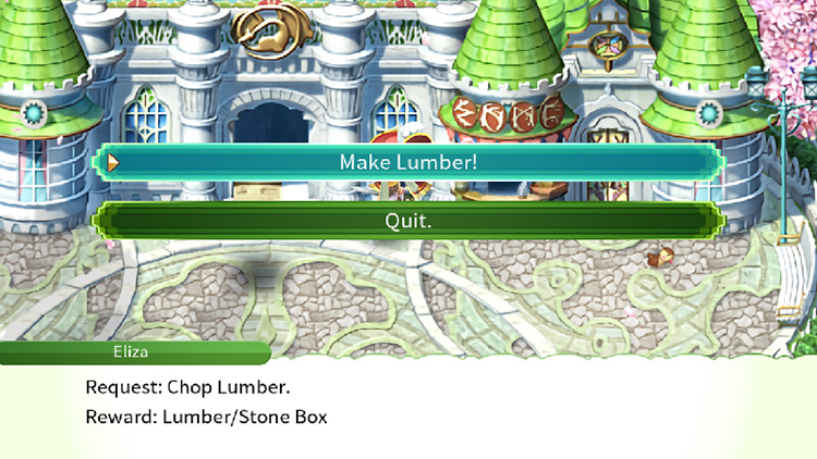 A request to chop lumber / Rune Factory 4