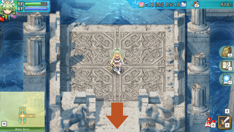 A stone platform in the Water Ruins / Rune Factory 4