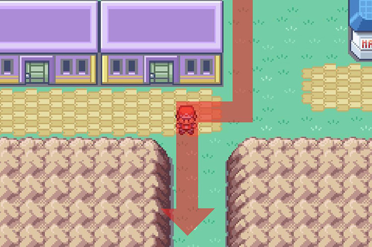 Exit Lavender Town through the rocks. / Pokémon FireRed and LeafGreen