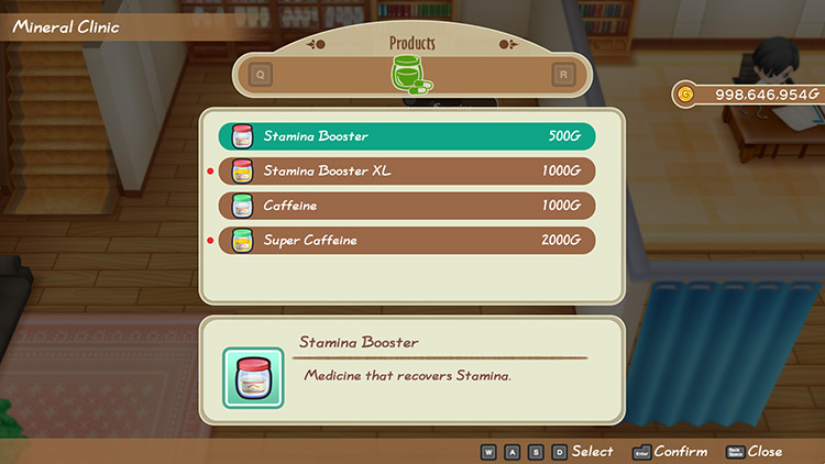 Shop interface at the Clinic / Story of Seasons: FoMT