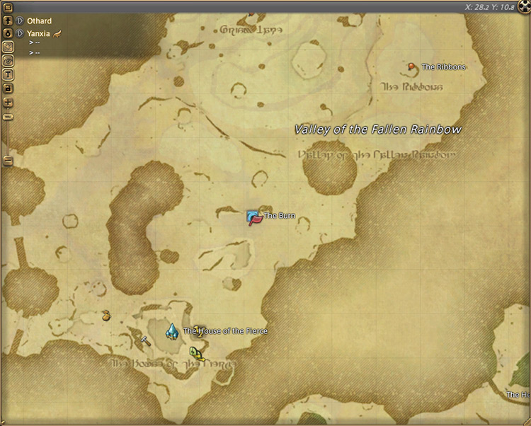 Hien’s map location in Yanxia / Final Fantasy XIV