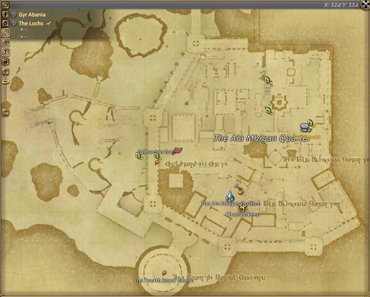 Aplhinaud’s map location in The Lochs / FFXIV