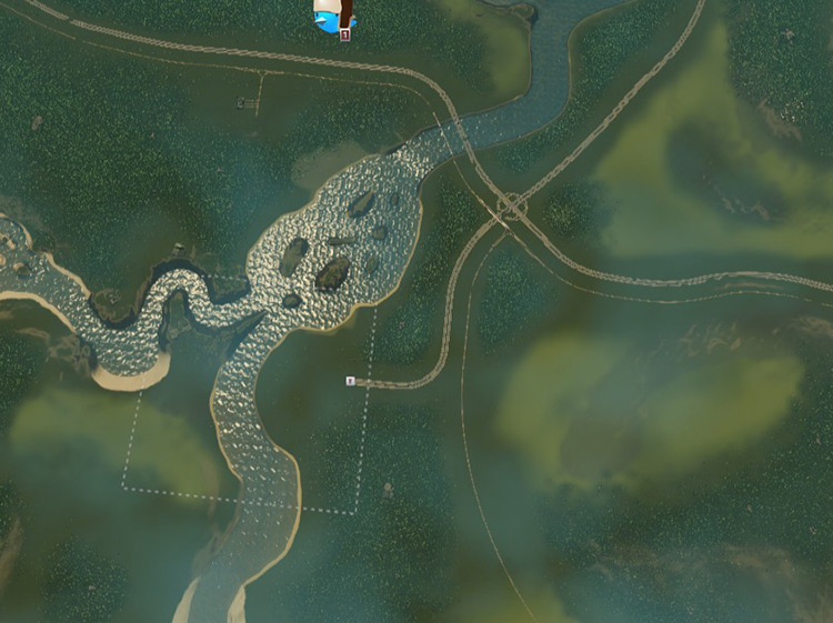 The highway and railway lines in the northern and eastern part of the map / Cities: Skylines