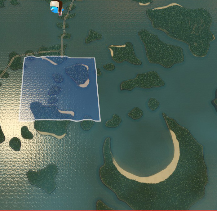 The islands with more buildable land are northeast and southeast of the starting area / Cities: Skylines