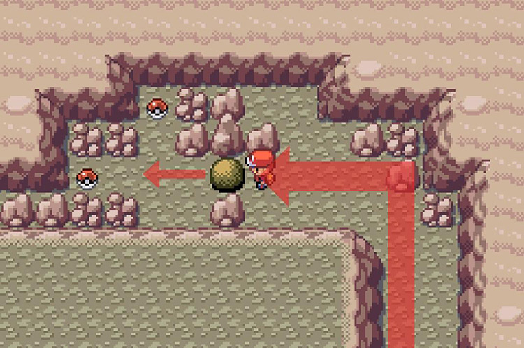Push the boulder ahead three steps to the west / Pokémon FRLG